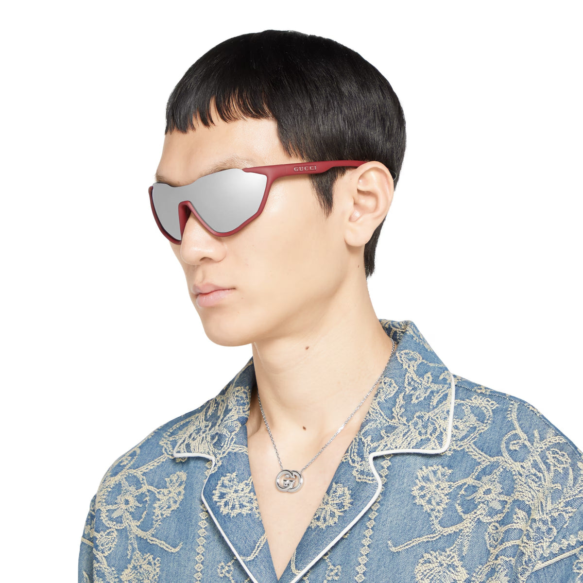 Gucci Men Mask-shaped Red Sunglasses