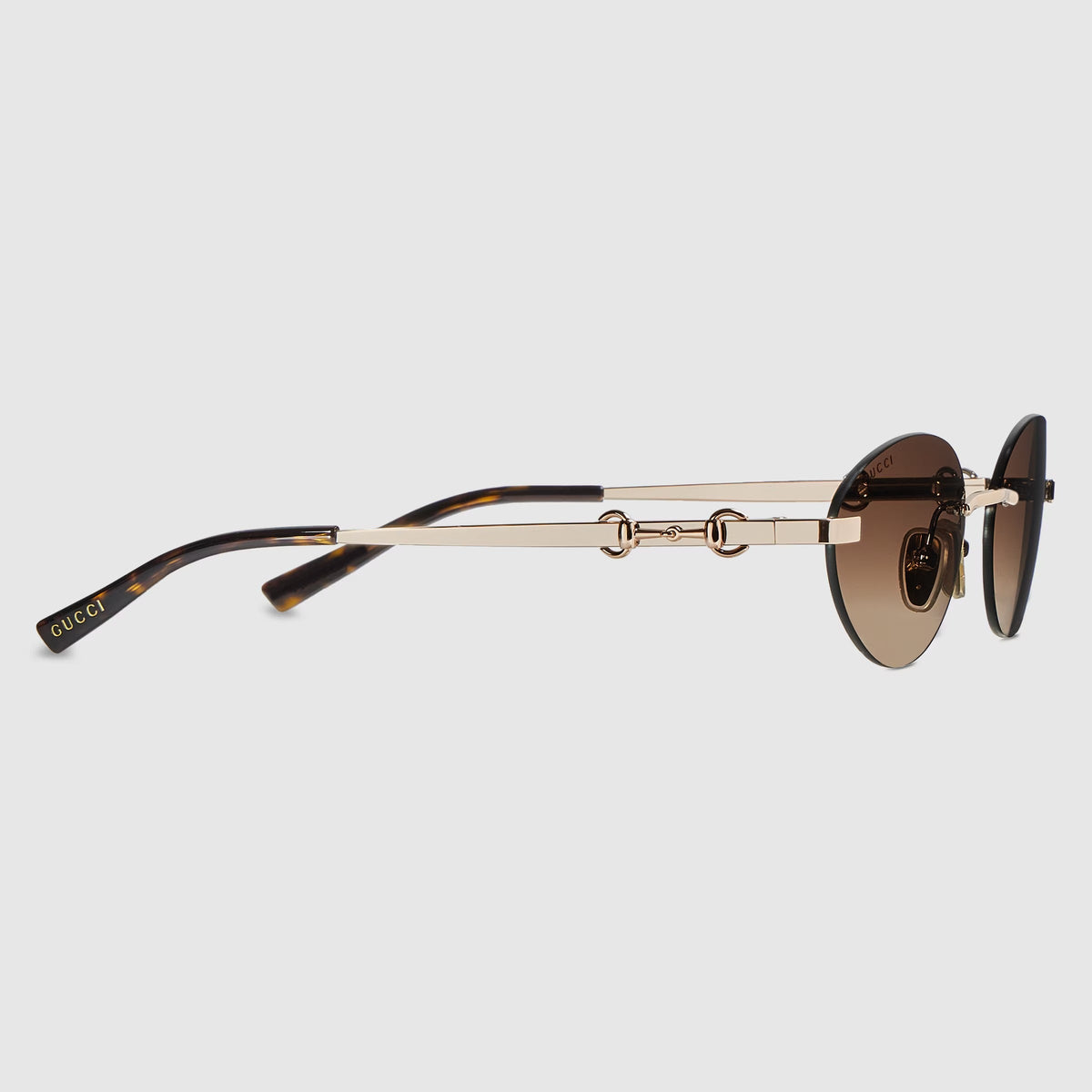 Gucci Women Frameless Oval Frame Ivory Sunglasses