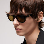 Gucci Men Rectangular Frame Tortoises Sunglasses