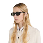 Gucci Women Rectangular Frame Dusty Black Sunglasses