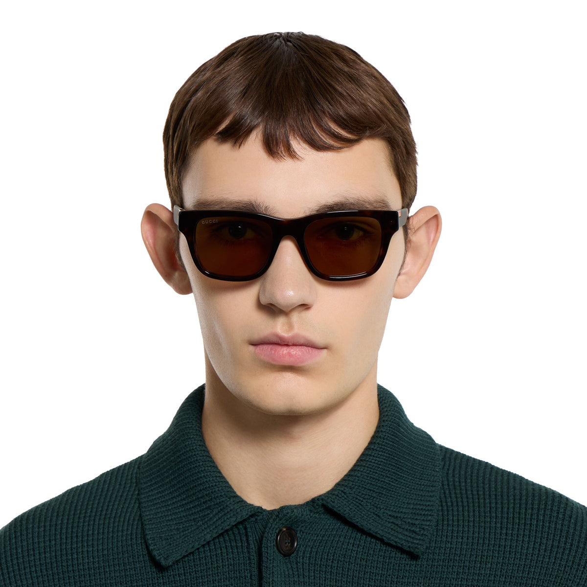 Gucci Men Square Frame Brown Sunglasses