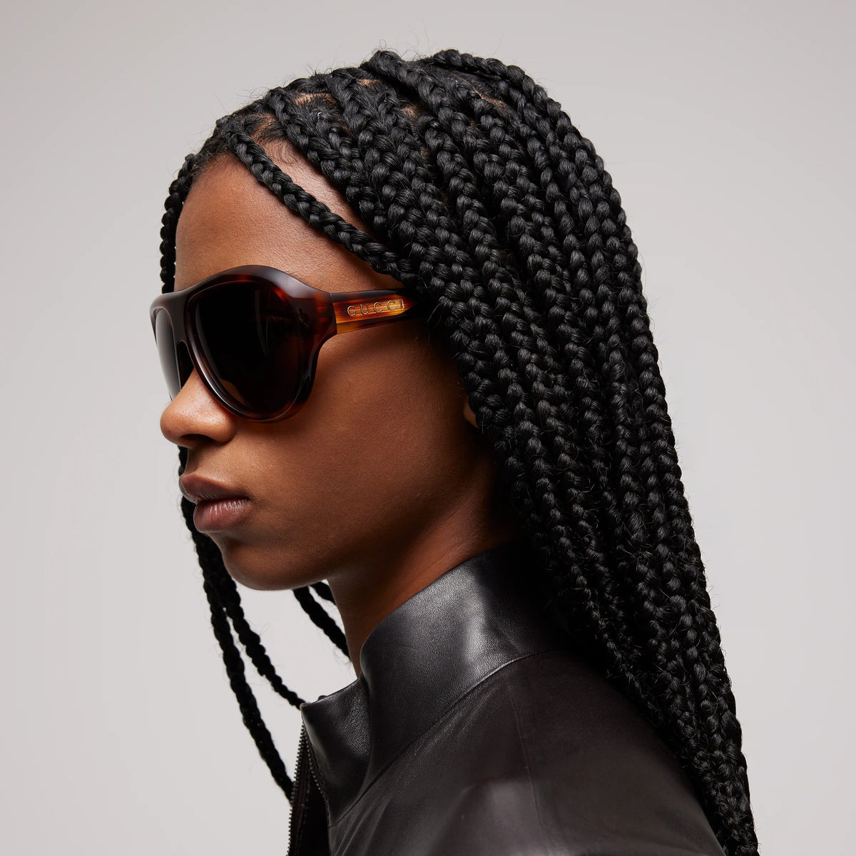 Gucci Unisex Pilot Frame Brown Sunglasses