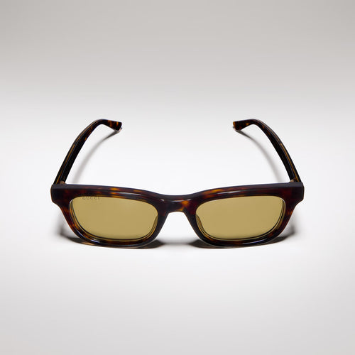 Gucci Men Rectangular Frame Tortoises Sunglasses