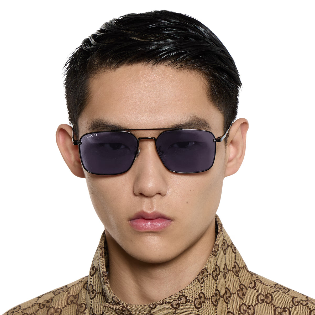 Gucci Men Specialized Fit Rectangular Frame Grey Sunglasses