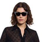 Gucci Women Rectangular Frame Black With Crystals Sunglasses