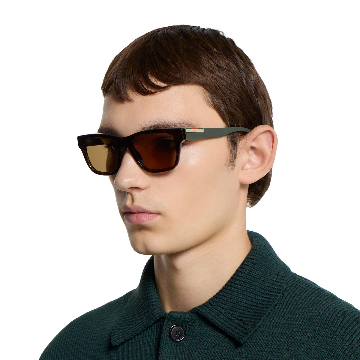 Gucci Men Square Frame Brown Sunglasses