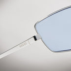 Gucci Unisex Rectangular Frame Silver Sunglasses