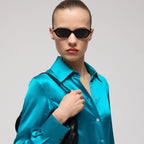 Gucci Women Oval Frame Natural Black sunglasses