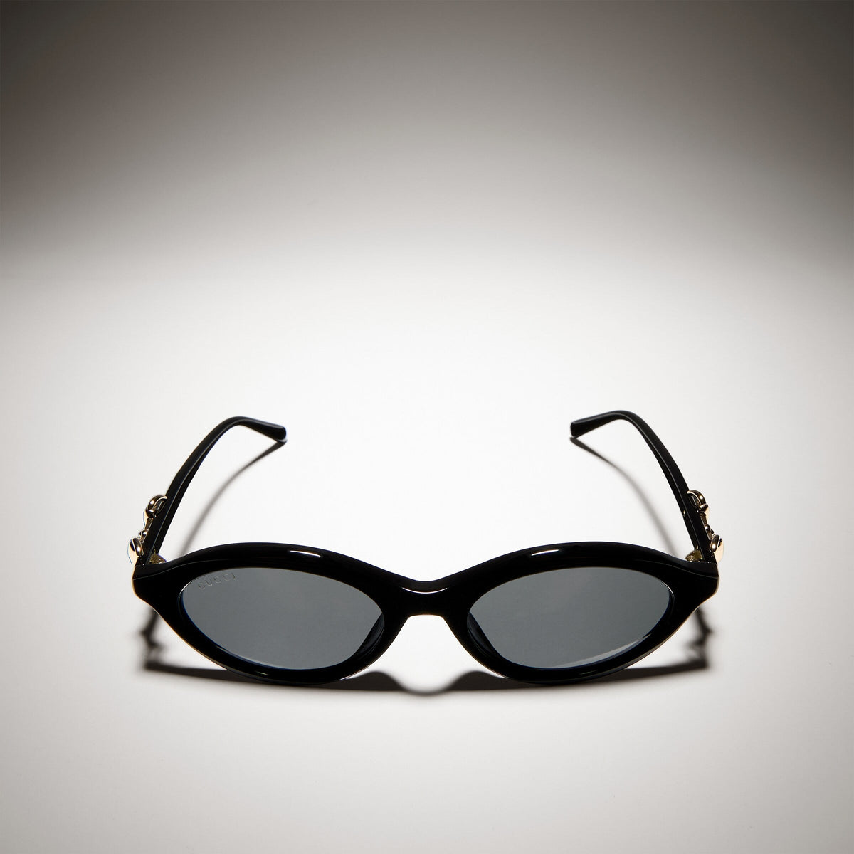 Gucci Women Cat-eye Frame Shiny Natural Black Sunglasses