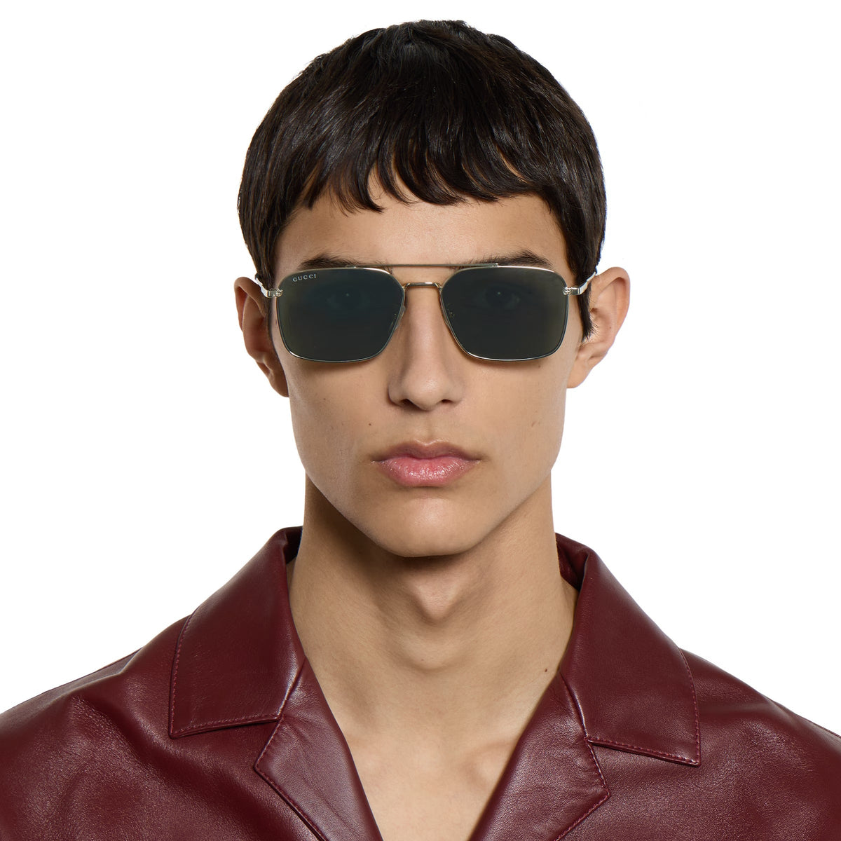 Gucci Men Specialized Fit Rectangular Frame Gold Sunglasses