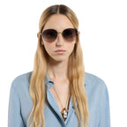 Gucci Women Specialized Fit Frameless Frame Shiny Gold Sunglasses