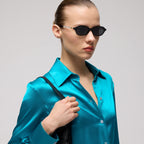 Gucci Women Oval Frame Natural Black sunglasses
