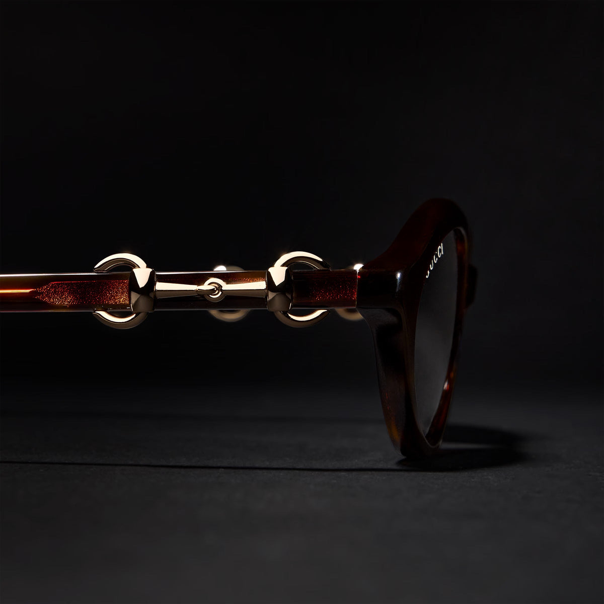 Gucci Women Cat-eye Frame Shiny Brown Tortoiseshell Sunglasses