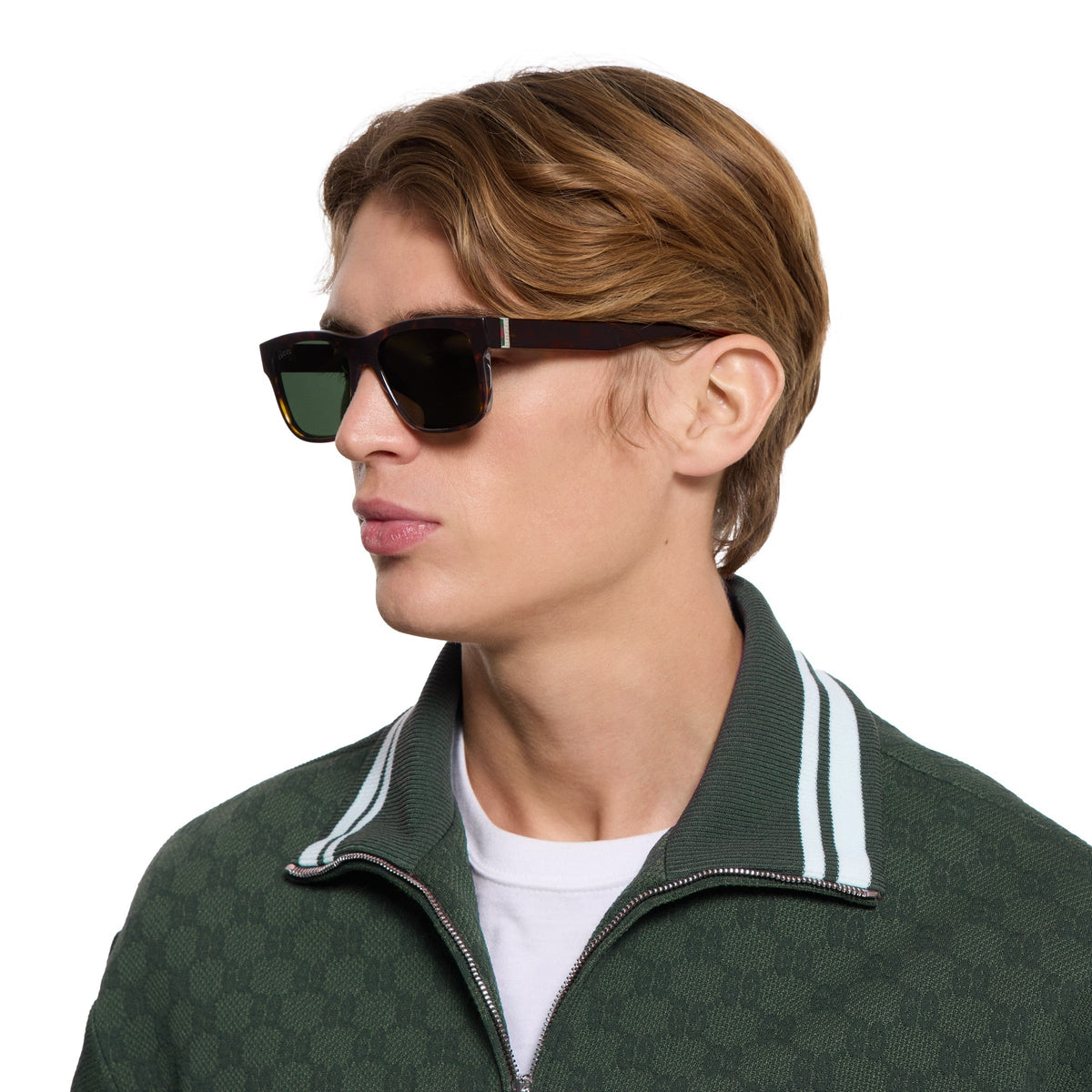 Gucci Men Rectangular Frame Grey Sunglasses