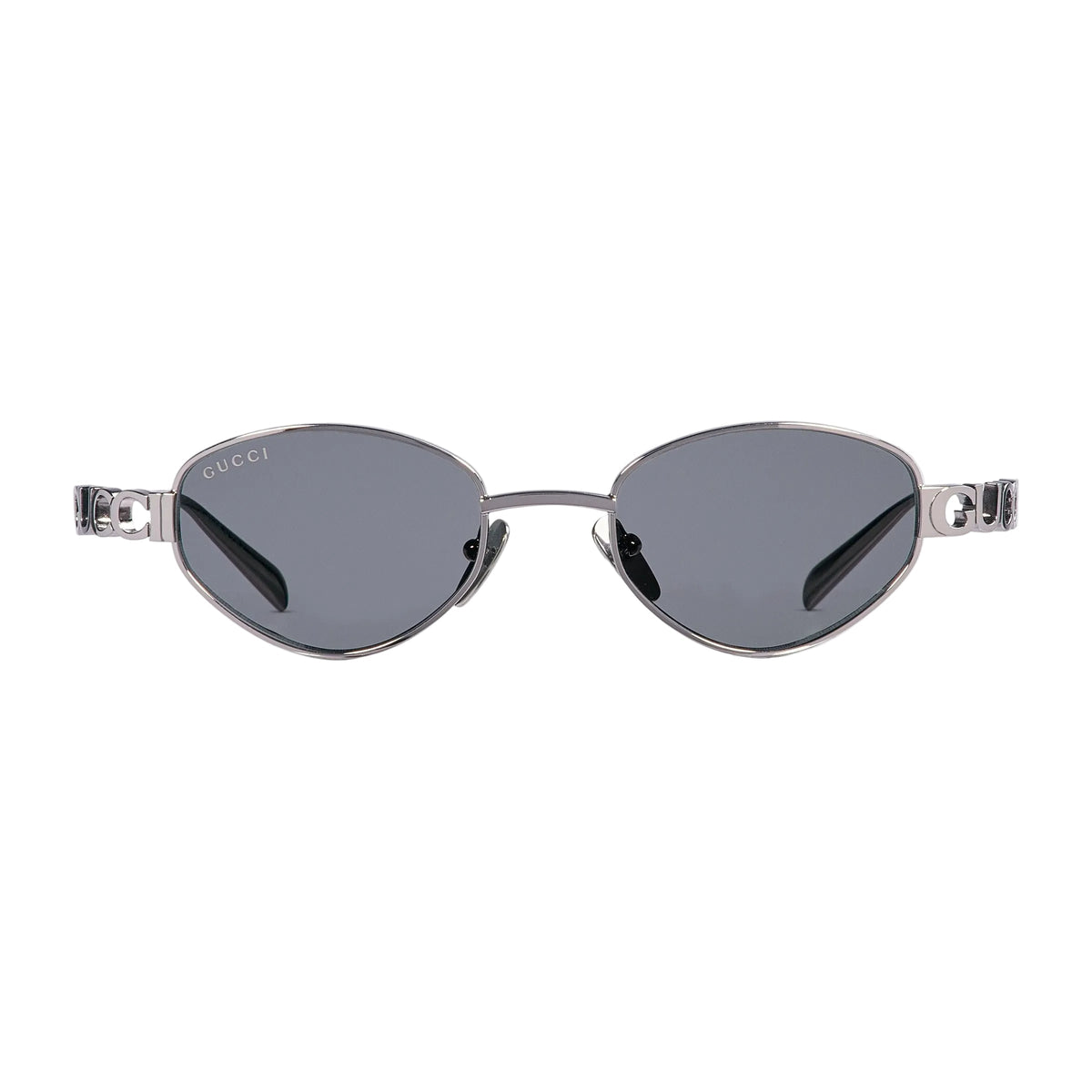 Gucci Men Oval Frame Silver Sunglasses