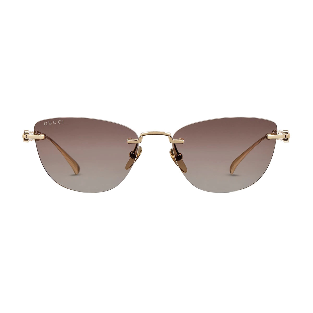 Gucci Women Cat-eye Frame Shiny Natural Gold sunglasses