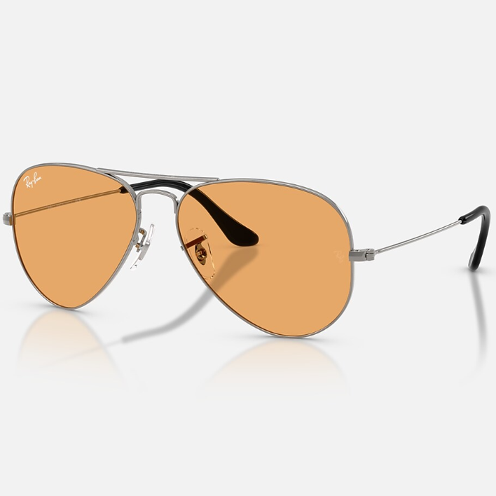 Ray Ban Men Pilot Frame Shiny Polished Gunmetal Sunglasses