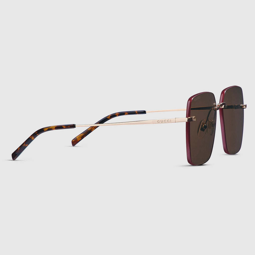 Gucci Women Specialized Fit Square Shiny Gold Sunglasses