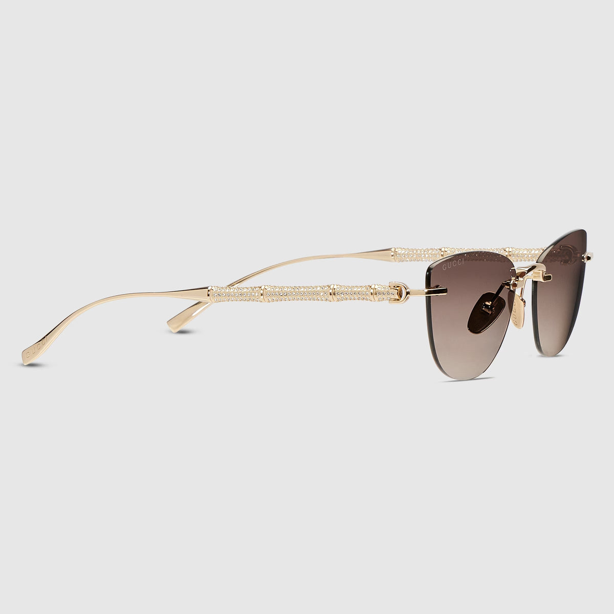 Gucci Women Cat-eye Frame Shiny Natural Gold sunglasses