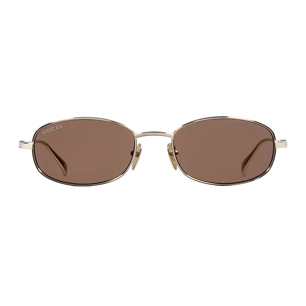 Gucci Men Oval Frame Light Gold Sunglasses
