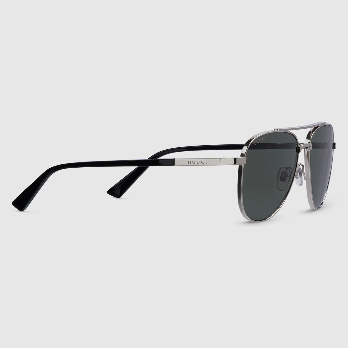 Gucci Men Aviator Frame Silver Sunglasses
