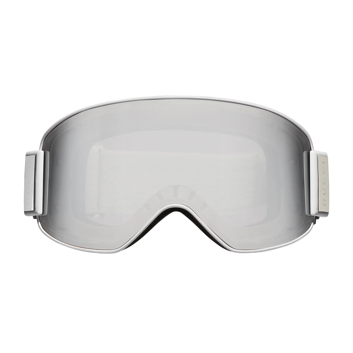 Gucci Men Mask-shaped Matte White Sunglasses