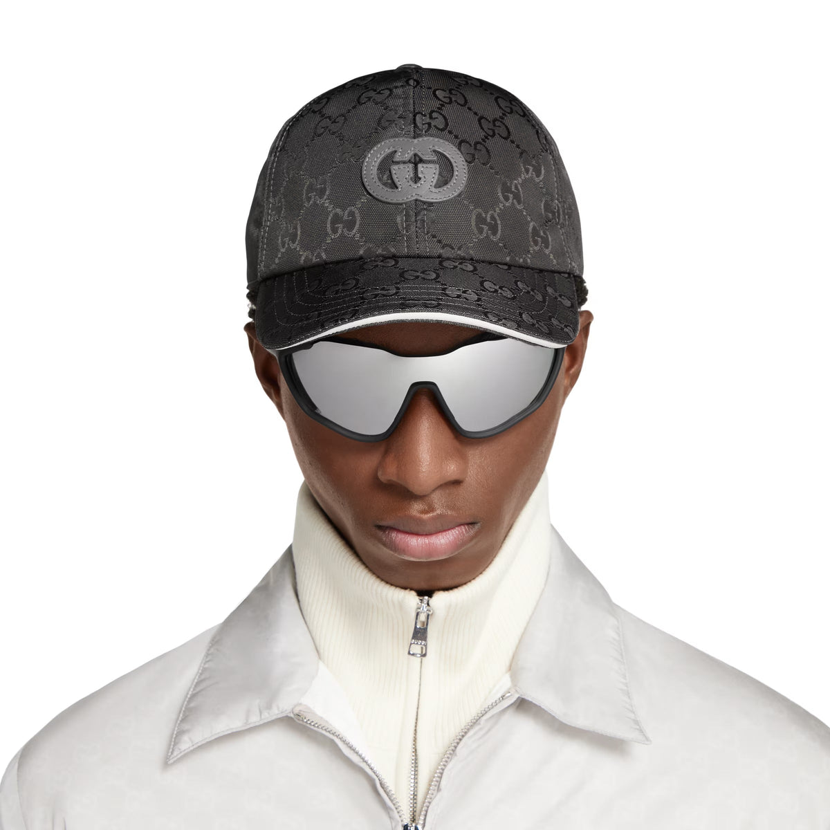 Gucci Men Mask-shaped Matte black Sunglasses