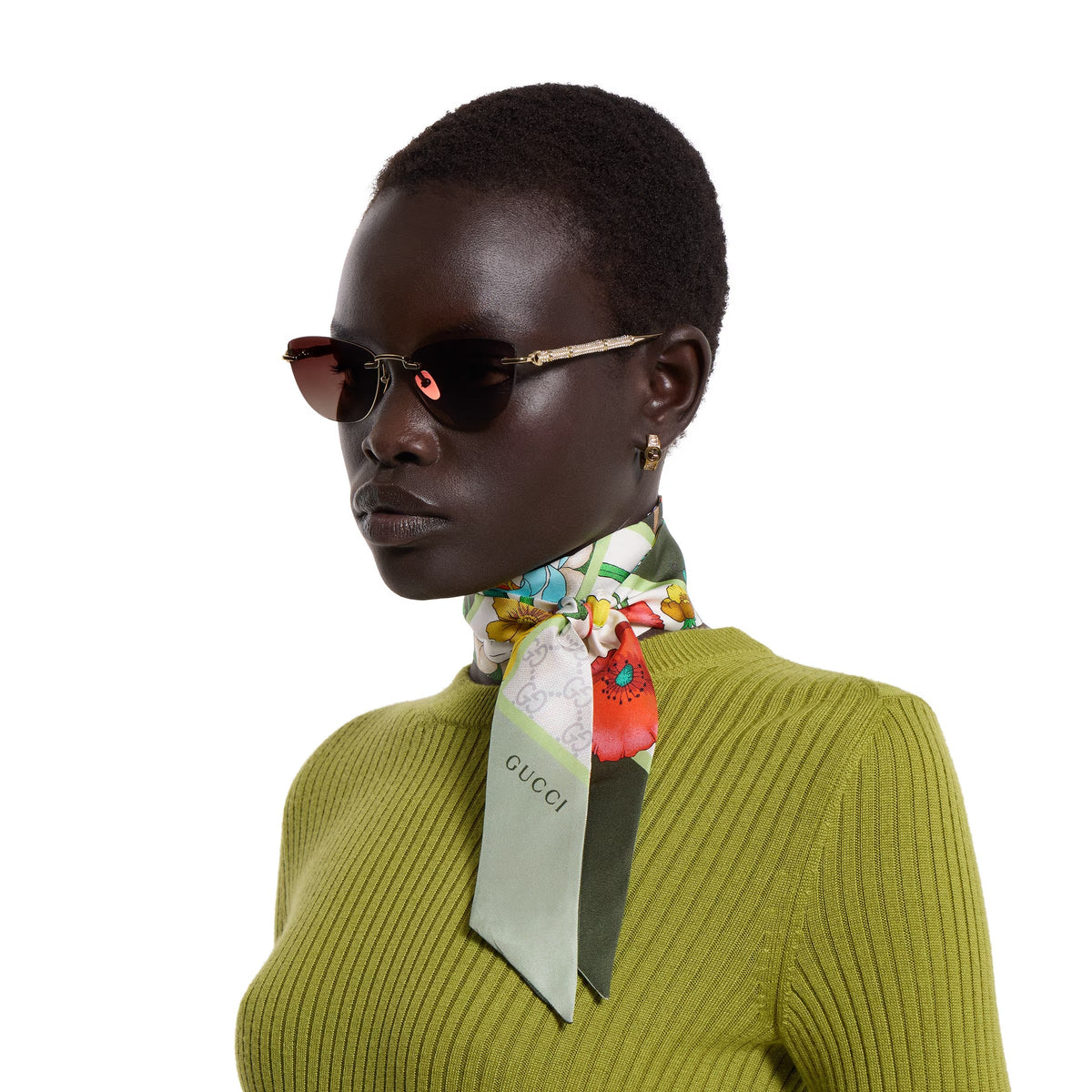 Gucci Women Cat-eye Frame Shiny Natural Gold sunglasses