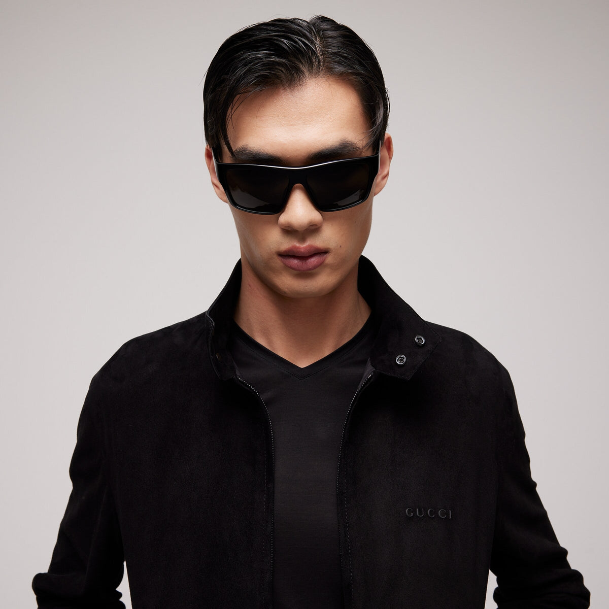 Gucci Men Geometric Frame Black Sunglasses