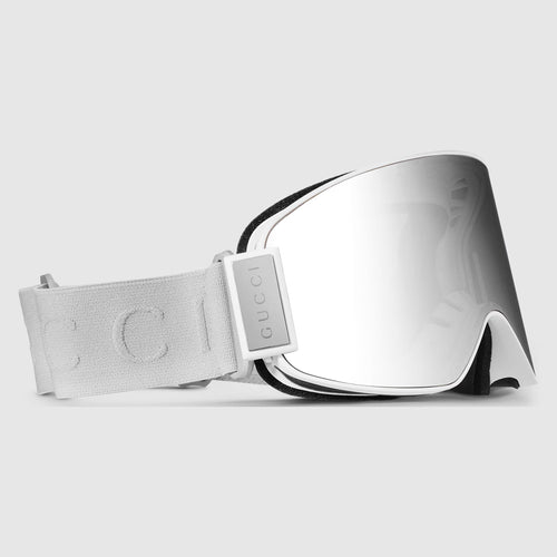 Gucci Men Mask-shaped Matte White Sunglasses