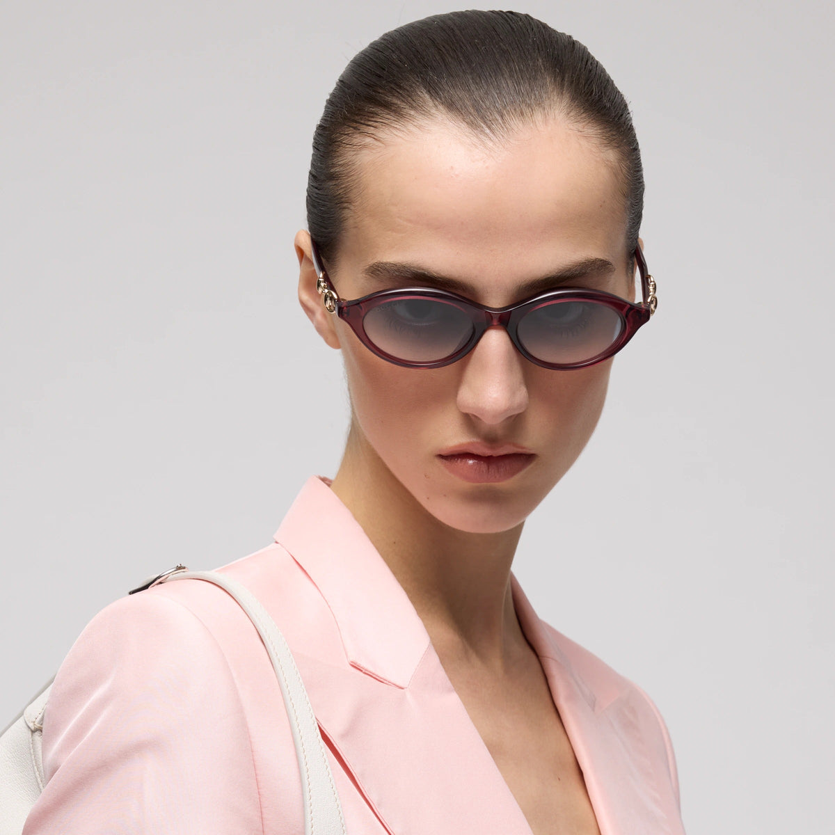 Gucci Women Cat-eye Frame Transparent Burgundy Sunglasses
