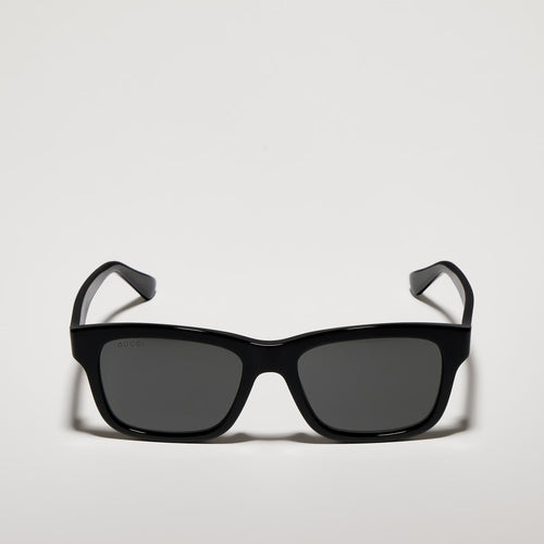 Gucci Men Rectangular Polish Black Sunglasses