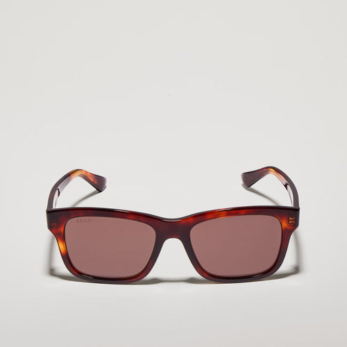 Gucci Men Rectangular Frame Tortoise Sunglasses