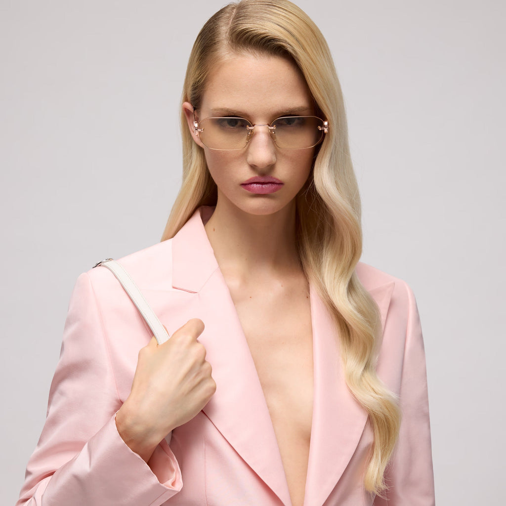 Gucci Women Rectangular Frame Rose Gold Sunglasses