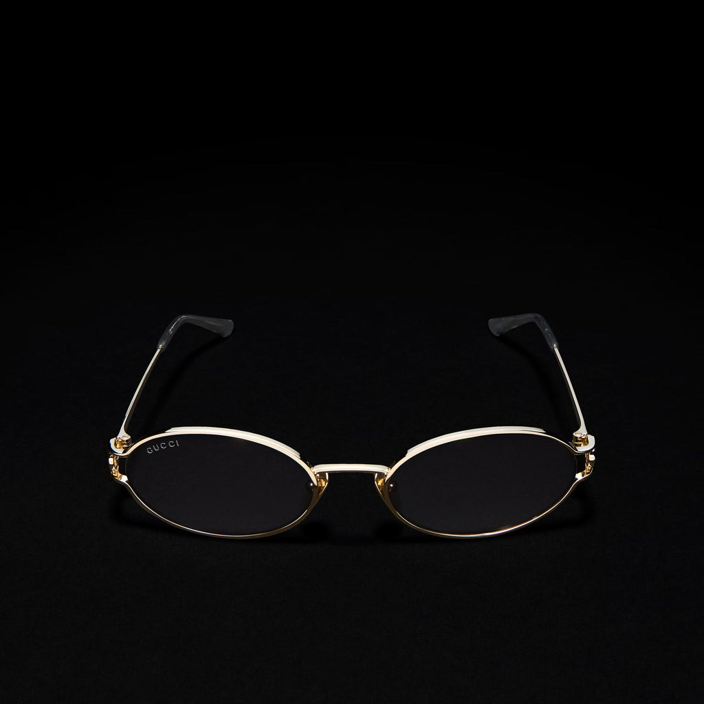 Gucci Women Round Frame Light Gold Sunglasses