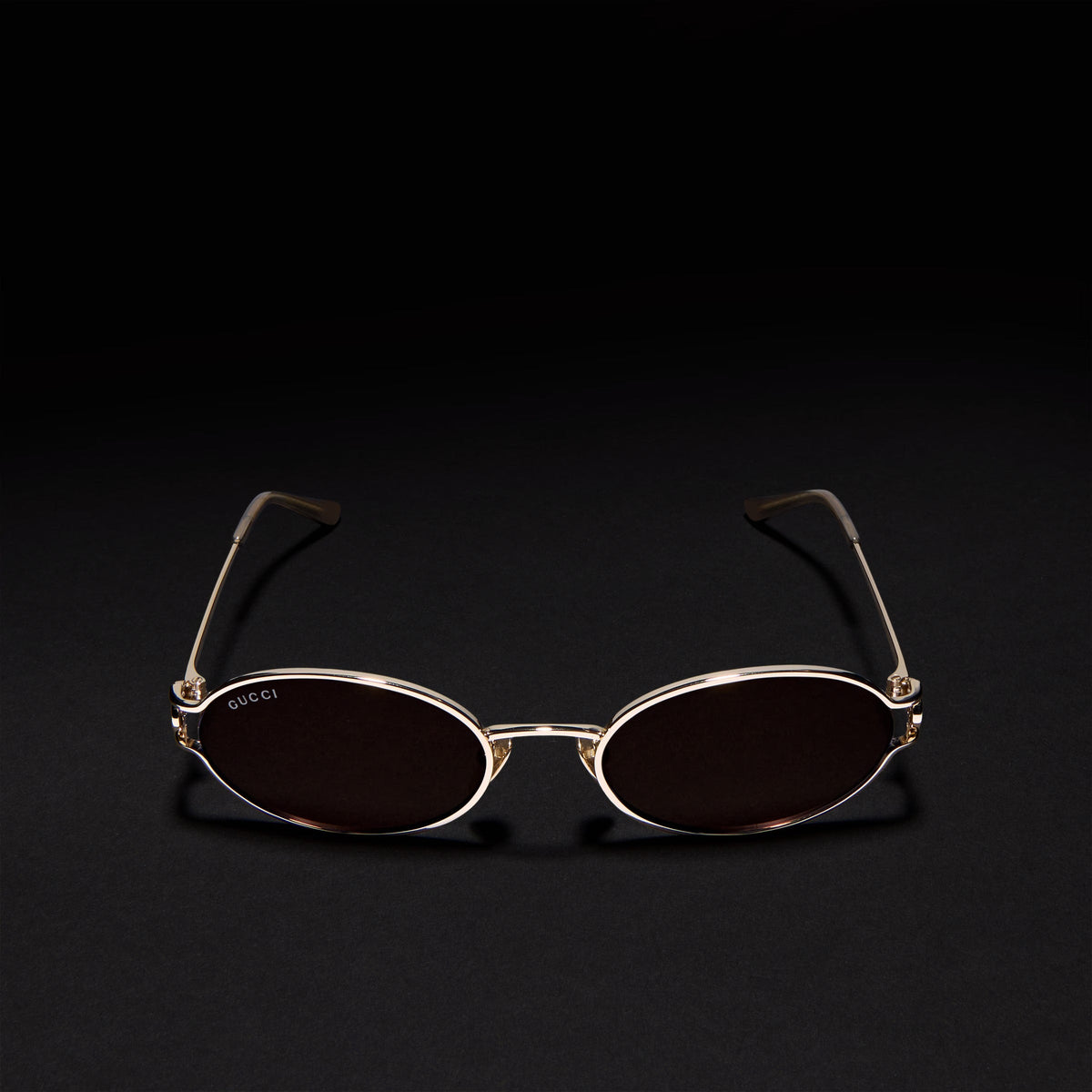 Gucci Women Round Frame Shiny Gold Sunglasses