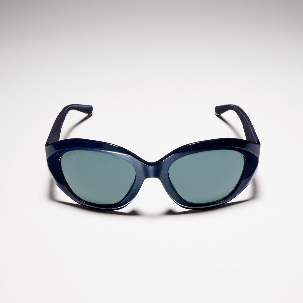 Gucci Women Geometric Frame Blue Sunglasses