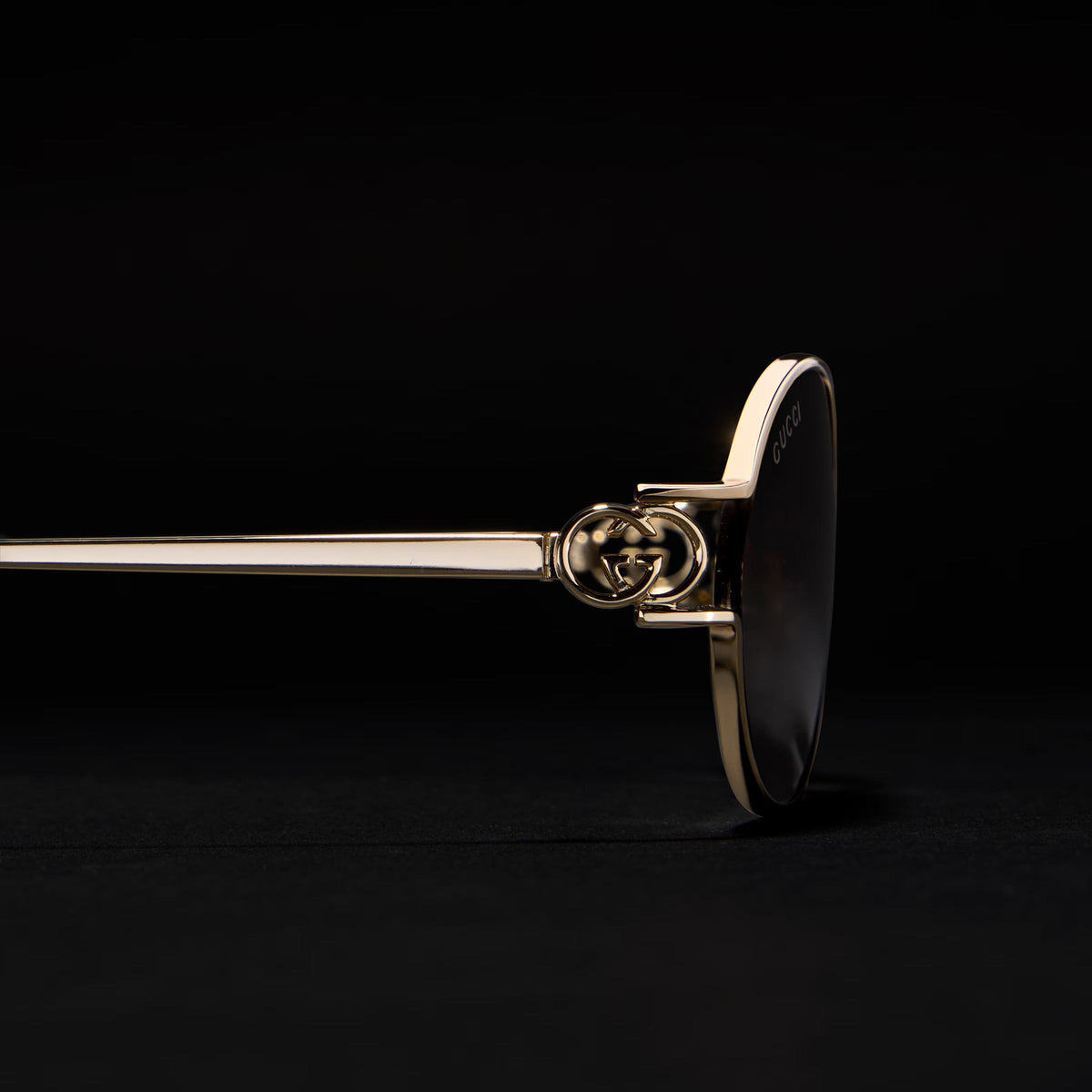 Gucci Women Round Frame Light Gold Sunglasses