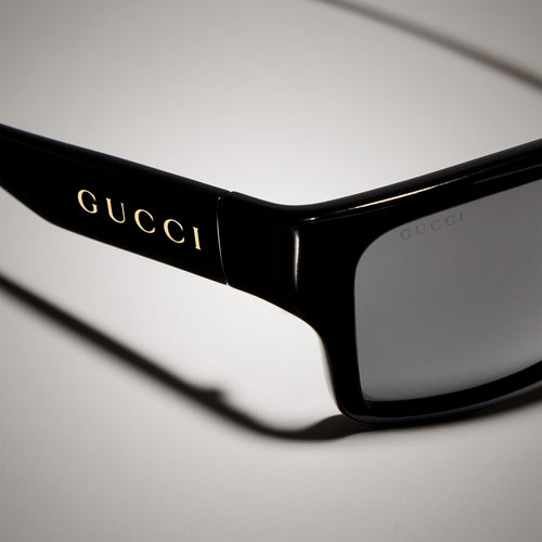 Gucci Men Geometric Frame Black Sunglasses