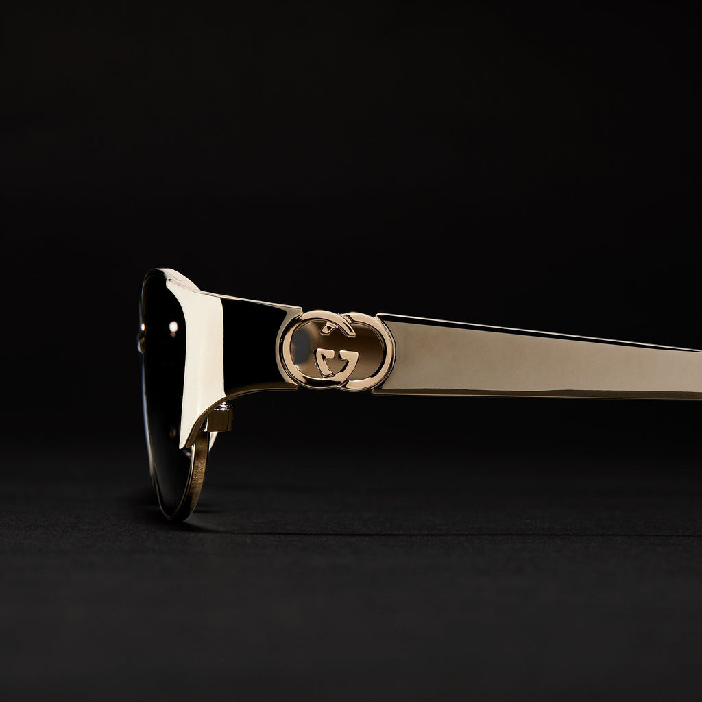 Gucci Women Oval Frame Gold Tone sunglasses