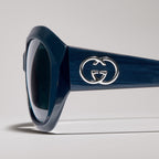 Gucci Women Geometric Frame Blue Sunglasses