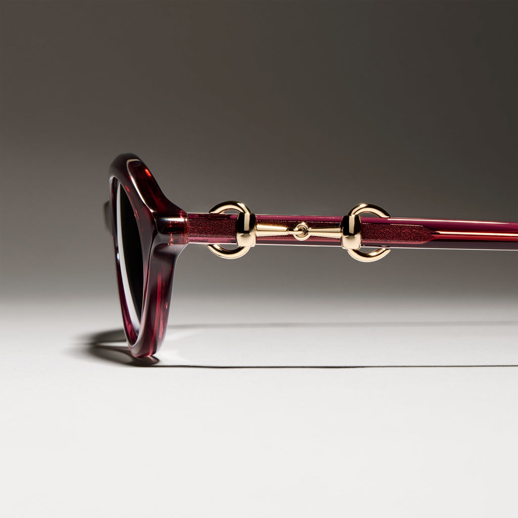 Gucci Women Cat-eye Frame Transparent Burgundy Sunglasses