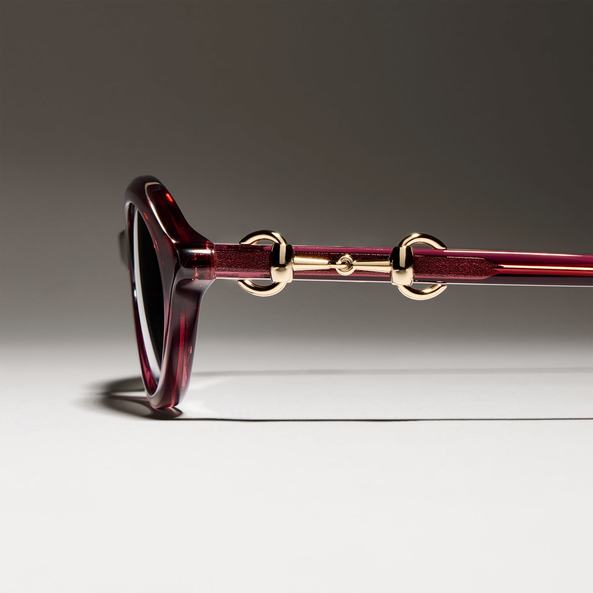 Gucci Women Cat-eye Frame Transparent Burgundy Sunglasses