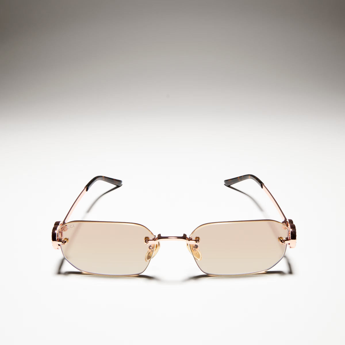 Gucci Women Rectangular Frame Rose Gold Sunglasses