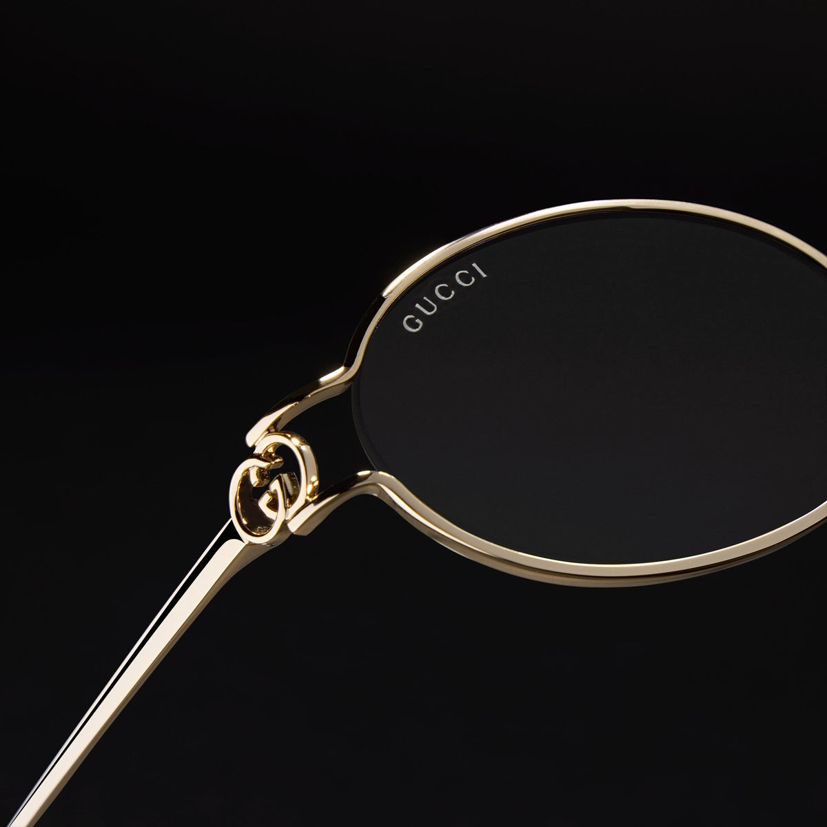 Gucci Women Round Frame Light Gold Sunglasses