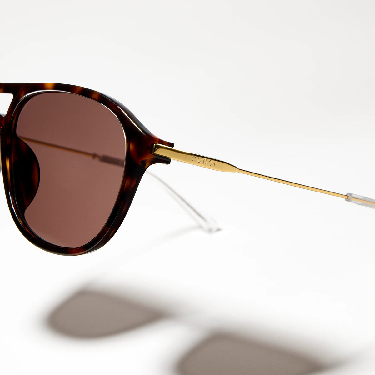 Gucci Men Specialized-fit Navigator Brown Tortoiseshell Sunglasses