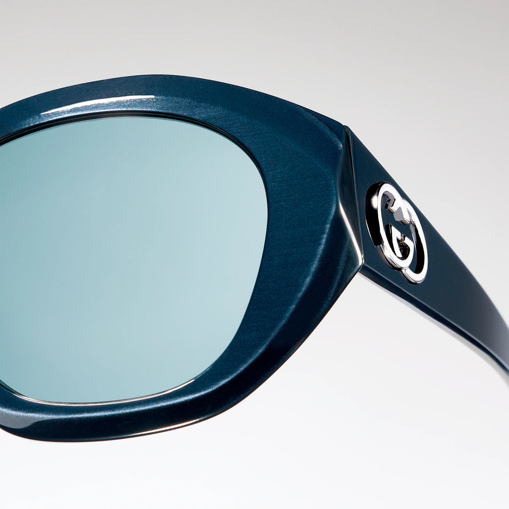 Gucci Women Geometric Frame Blue Sunglasses