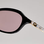 Gucci Women Oval Frame Smoky Black sunglasses