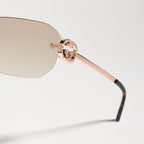 Gucci Women Rectangular Frame Rose Gold Sunglasses