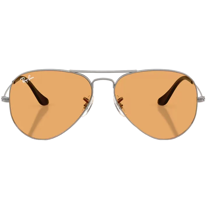 Ray Ban Men Pilot Frame Shiny Polished Gunmetal Sunglasses